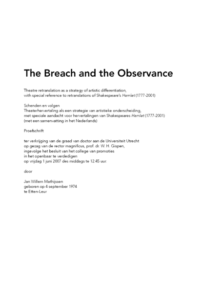 The Breach and the Observance